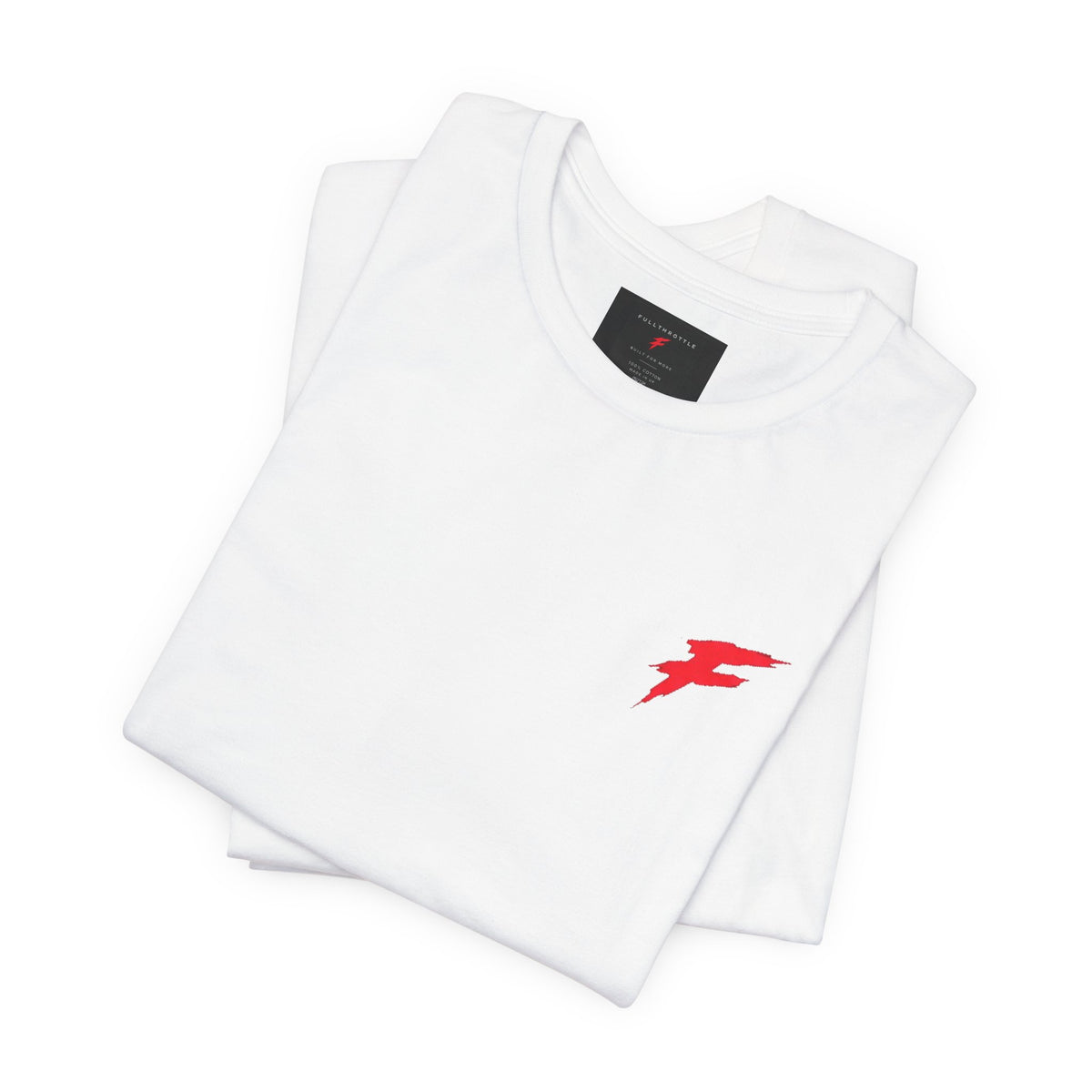Minimal Red Lightning Bolt Tee - Small Chest Logo White T-Shirt