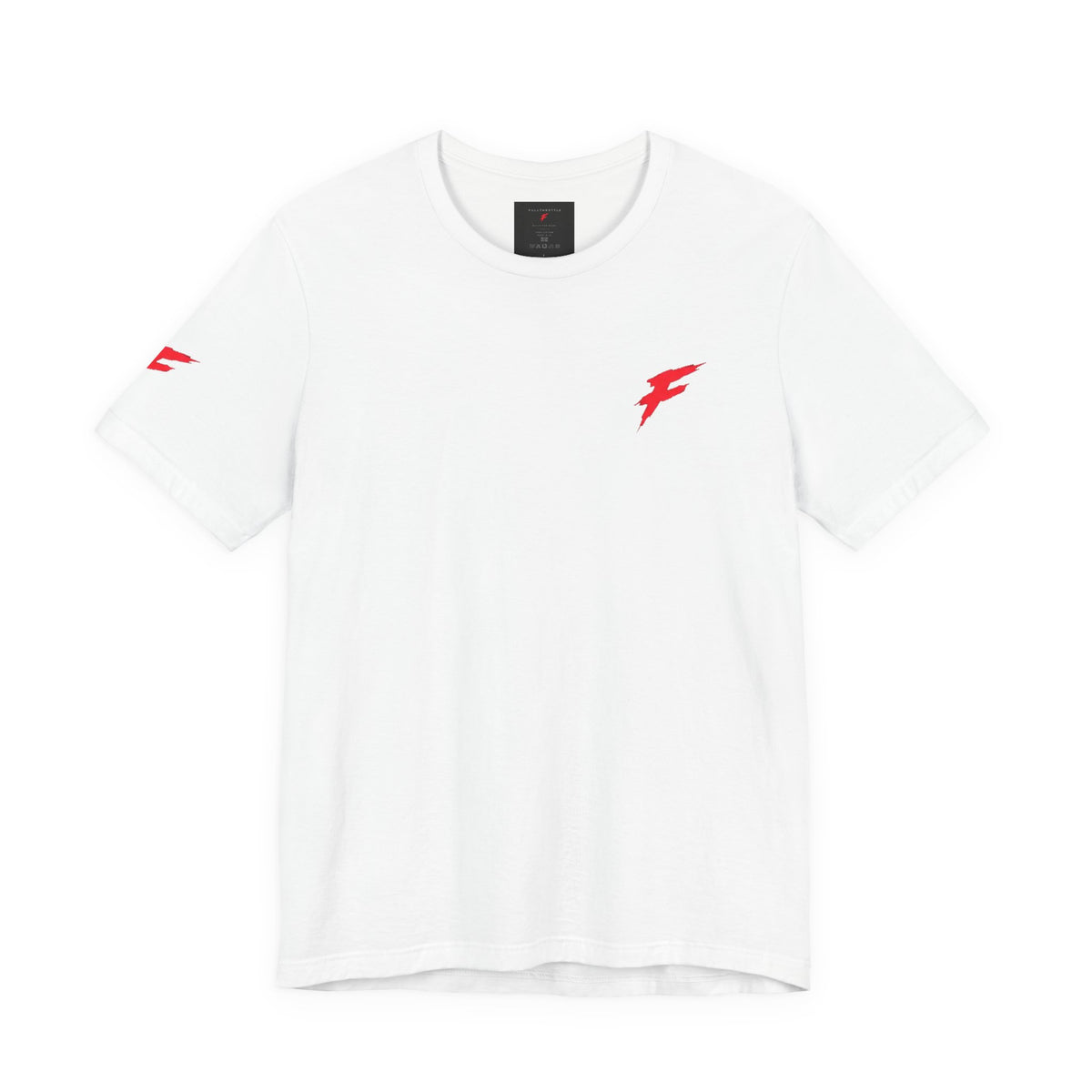 Minimal Red Lightning Bolt Tee - Small Chest Logo White T-Shirt