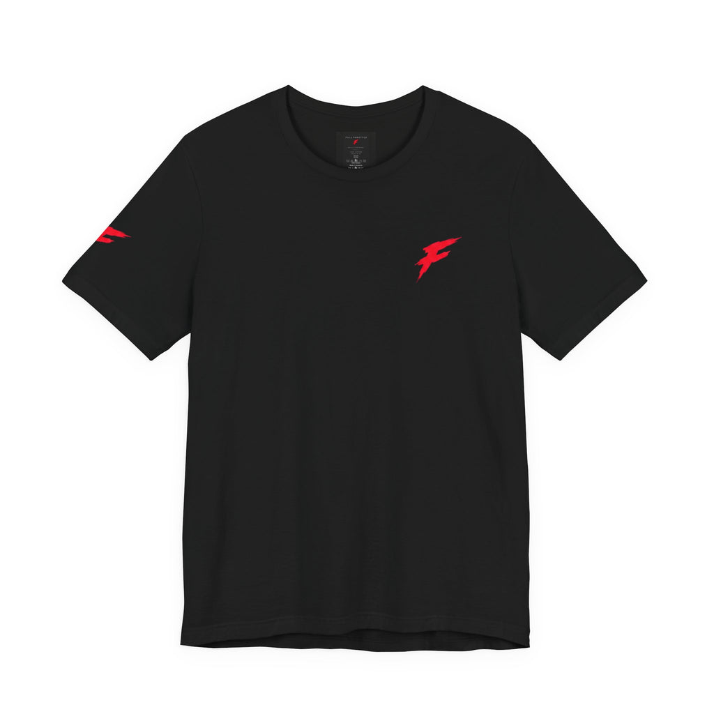 Minimal Red Lightning Bolt Tee - Small Chest Logo White T-Shirt