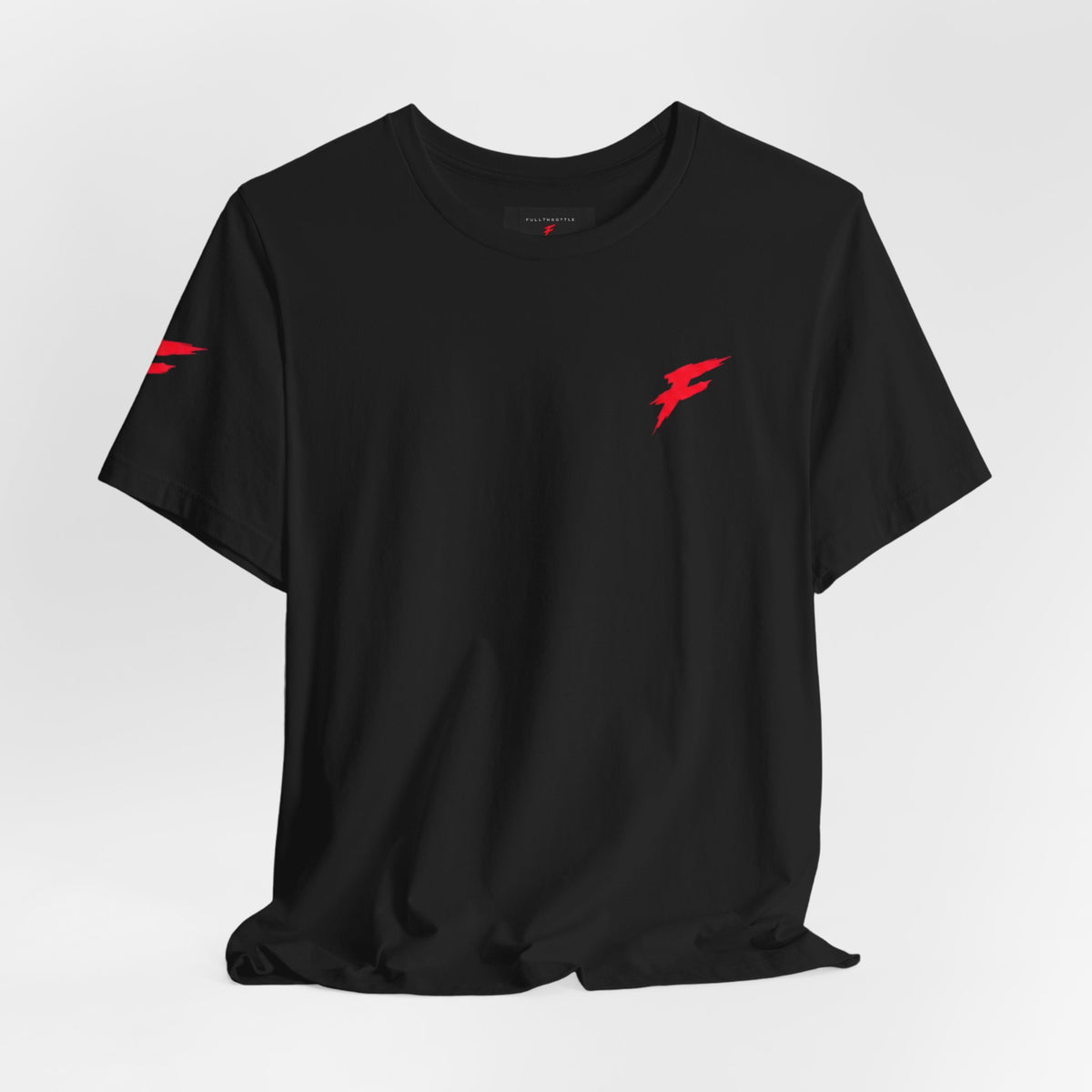 Minimal Red Lightning Bolt Tee - Small Chest Logo White T-Shirt